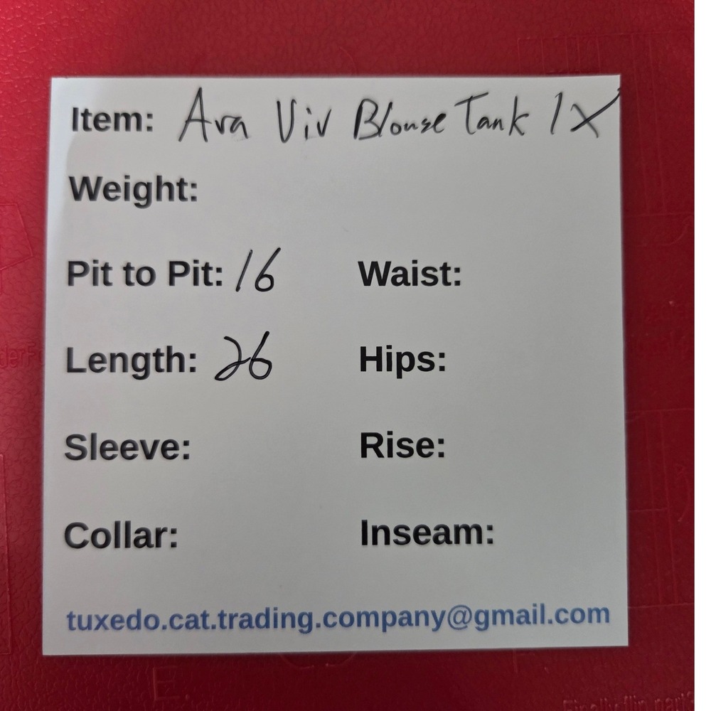 Ava & Viv Blouse Tank Women 1X Red Notched Square Neck Textured Sleeveless Top - Picture 8 of 8